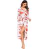 imageEkouaer Women Kimono Robes Full Length Knit Bathrobe Lightweight Soft Sleepwear Vneck Casual Ladies Loungewear SXXLFloral White