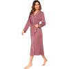 imageEkouaer Women Kimono Robes Full Length Knit Bathrobe Lightweight Soft Sleepwear Vneck Casual Ladies Loungewear SXXLPurplish Red