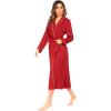 imageEkouaer Women Kimono Robes Full Length Knit Bathrobe Lightweight Soft Sleepwear Vneck Casual Ladies Loungewear SXXLRed
