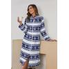 imageEkouaer Womens Zip Up Robe Fleece Bathrobe Long Zipper Lounger Warm Housecoat Long Sleeve Nightgown with Pockets SXXLBlue Snowflake