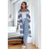 imageEkouaer Womens Zip Up Robe Fleece Bathrobe Long Zipper Lounger Warm Housecoat Long Sleeve Nightgown with Pockets SXXLBlue Snowflake