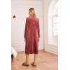 imageEkouaer Womens Zip Up Robe Fleece Bathrobe Long Zipper Lounger Warm Housecoat Long Sleeve Nightgown with Pockets SXXLCaramel