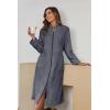 imageEkouaer Womens Zip Up Robe Fleece Bathrobe Long Zipper Lounger Warm Housecoat Long Sleeve Nightgown with Pockets SXXLDeep Grey