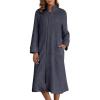 imageEkouaer Womens Zip Up Robe Fleece Bathrobe Long Zipper Lounger Warm Housecoat Long Sleeve Nightgown with Pockets SXXLDeep Grey