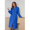 imageEkouaer Womens Zip Up Robe Fleece Bathrobe Long Zipper Lounger Warm Housecoat Long Sleeve Nightgown with Pockets SXXLDeep Sky Blue