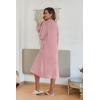 imageEkouaer Womens Zip Up Robe Fleece Bathrobe Long Zipper Lounger Warm Housecoat Long Sleeve Nightgown with Pockets SXXLGray Pink
