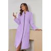 imageEkouaer Womens Zip Up Robe Fleece Bathrobe Long Zipper Lounger Warm Housecoat Long Sleeve Nightgown with Pockets SXXLLavender