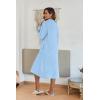 imageEkouaer Womens Zip Up Robe Fleece Bathrobe Long Zipper Lounger Warm Housecoat Long Sleeve Nightgown with Pockets SXXLLight Blue