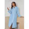 imageEkouaer Womens Zip Up Robe Fleece Bathrobe Long Zipper Lounger Warm Housecoat Long Sleeve Nightgown with Pockets SXXLLight Blue