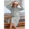 imageEkouaer Womens Zip Up Robe Fleece Bathrobe Long Zipper Lounger Warm Housecoat Long Sleeve Nightgown with Pockets SXXLLight Grey