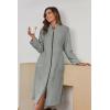 imageEkouaer Womens Zip Up Robe Fleece Bathrobe Long Zipper Lounger Warm Housecoat Long Sleeve Nightgown with Pockets SXXLLight Grey