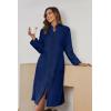 imageEkouaer Womens Zip Up Robe Fleece Bathrobe Long Zipper Lounger Warm Housecoat Long Sleeve Nightgown with Pockets SXXLNavy