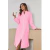 imageEkouaer Womens Zip Up Robe Fleece Bathrobe Long Zipper Lounger Warm Housecoat Long Sleeve Nightgown with Pockets SXXLPink