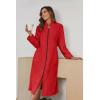 imageEkouaer Womens Zip Up Robe Fleece Bathrobe Long Zipper Lounger Warm Housecoat Long Sleeve Nightgown with Pockets SXXLRed