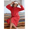 imageEkouaer Womens Zip Up Robe Fleece Bathrobe Long Zipper Lounger Warm Housecoat Long Sleeve Nightgown with Pockets SXXLRed