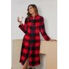 imageEkouaer Womens Zip Up Robe Fleece Bathrobe Long Zipper Lounger Warm Housecoat Long Sleeve Nightgown with Pockets SXXLRed Black Plaid