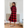 imageEkouaer Womens Zip Up Robe Fleece Bathrobe Long Zipper Lounger Warm Housecoat Long Sleeve Nightgown with Pockets SXXLRed Black Plaid
