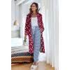 imageEkouaer Womens Zip Up Robe Fleece Bathrobe Long Zipper Lounger Warm Housecoat Long Sleeve Nightgown with Pockets SXXLRed Stars