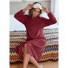 imageEkouaer Womens Zip Up Robe Fleece Bathrobe Long Zipper Lounger Warm Housecoat Long Sleeve Nightgown with Pockets SXXLWine Red