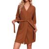 imageEkouaer Robes for Women Waffle Knit Bathrobe Soft Lightweight Knee Length Loungewear SXXLCaramel Colour