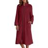 imageEkouaer Womens Zip Up Robe Fleece Bathrobe Long Zipper Lounger Warm Housecoat Long Sleeve Nightgown with Pockets SXXLWine Red