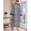 imageEkouaer Women Zipper Robe 34 Sleeve Nightgowns Lightweight Short Bathrobe with Pockets S3XLBlack Leopard