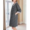 imageEkouaer Women Zipper Robe 34 Sleeve Nightgowns Lightweight Short Bathrobe with Pockets S3XLBlack Strips
