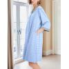 imageEkouaer Women Zipper Robe 34 Sleeve Nightgowns Lightweight Short Bathrobe with Pockets S3XLBlue Strips
