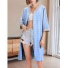 imageEkouaer Women Zipper Robe 34 Sleeve Nightgowns Lightweight Short Bathrobe with Pockets S3XLBlue Strips