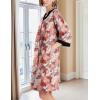 imageEkouaer Women Zipper Robe 34 Sleeve Nightgowns Lightweight Short Bathrobe with Pockets S3XLBrown Floral