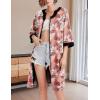 imageEkouaer Women Zipper Robe 34 Sleeve Nightgowns Lightweight Short Bathrobe with Pockets S3XLBrown Floral