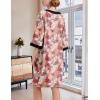 imageEkouaer Women Zipper Robe 34 Sleeve Nightgowns Lightweight Short Bathrobe with Pockets S3XLBrown Floral