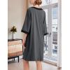 imageEkouaer Women Zipper Robe 34 Sleeve Nightgowns Lightweight Short Bathrobe with Pockets S3XLDark Gray