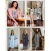 imageEkouaer Women Zipper Robe 34 Sleeve Nightgowns Lightweight Short Bathrobe with Pockets S3XLDark Gray