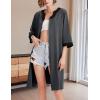 imageEkouaer Women Zipper Robe 34 Sleeve Nightgowns Lightweight Short Bathrobe with Pockets S3XLDark Gray