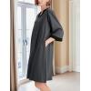 imageEkouaer Women Zipper Robe 34 Sleeve Nightgowns Lightweight Short Bathrobe with Pockets S3XLDark Gray