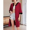 imageEkouaer Women Zipper Robe 34 Sleeve Nightgowns Lightweight Short Bathrobe with Pockets S3XLDark Red