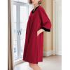 imageEkouaer Women Zipper Robe 34 Sleeve Nightgowns Lightweight Short Bathrobe with Pockets S3XLDark Red