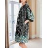 imageEkouaer Women Zipper Robe 34 Sleeve Nightgowns Lightweight Short Bathrobe with Pockets S3XLGreen Leaves