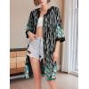 imageEkouaer Women Zipper Robe 34 Sleeve Nightgowns Lightweight Short Bathrobe with Pockets S3XLGreen Leaves