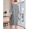 imageEkouaer Women Zipper Robe 34 Sleeve Nightgowns Lightweight Short Bathrobe with Pockets S3XLGrey Strips