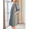 imageEkouaer Women Zipper Robe 34 Sleeve Nightgowns Lightweight Short Bathrobe with Pockets S3XLGrey Strips
