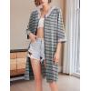imageEkouaer Women Zipper Robe 34 Sleeve Nightgowns Lightweight Short Bathrobe with Pockets S3XLGrey Strips
