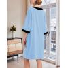 imageEkouaer Women Zipper Robe 34 Sleeve Nightgowns Lightweight Short Bathrobe with Pockets S3XLLight Blue