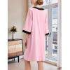 imageEkouaer Women Zipper Robe 34 Sleeve Nightgowns Lightweight Short Bathrobe with Pockets S3XLPink