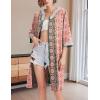 imageEkouaer Women Zipper Robe 34 Sleeve Nightgowns Lightweight Short Bathrobe with Pockets S3XLPink Ethnic Print