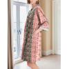 imageEkouaer Women Zipper Robe 34 Sleeve Nightgowns Lightweight Short Bathrobe with Pockets S3XLPink Ethnic Print