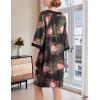 imageEkouaer Women Zipper Robe 34 Sleeve Nightgowns Lightweight Short Bathrobe with Pockets S3XLPink Flower