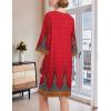 imageEkouaer Women Zipper Robe 34 Sleeve Nightgowns Lightweight Short Bathrobe with Pockets S3XLRed Leaves
