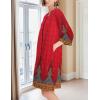 imageEkouaer Women Zipper Robe 34 Sleeve Nightgowns Lightweight Short Bathrobe with Pockets S3XLRed Leaves